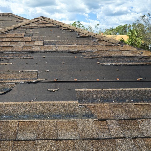 Home with roof damage